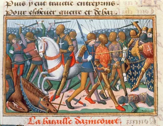 Fr. Pe 5054 f.11 A Batalha de Agincourt, 1415, da Vigília de Carlos VII, c.1484